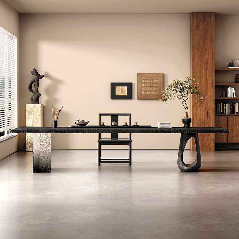 侘寂风碳化黑色实木茶桌白蜡木大板泡茶桌客厅简约餐桌亚克力茶台,3C数码配件,摄像机配件,淘宝优惠券,粉丝福利购,淘宝优惠卷