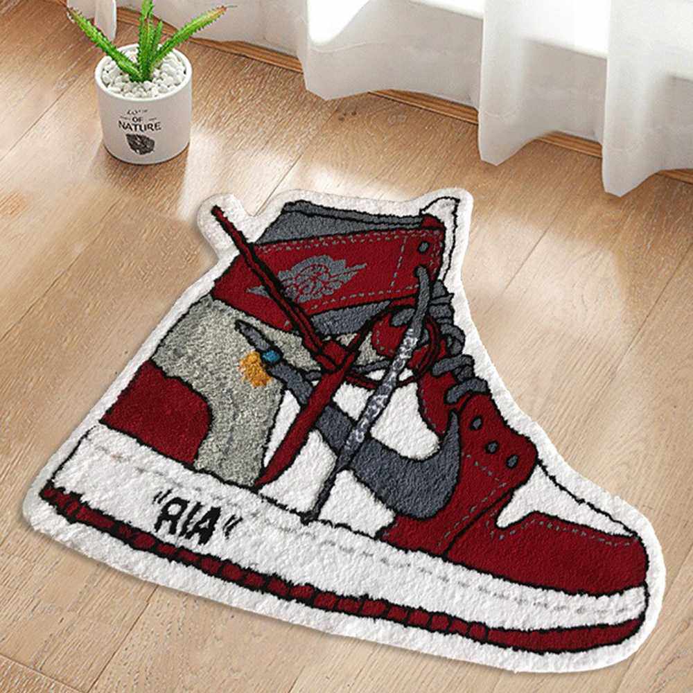 家用地毯客厅沙发卧室茶几餐厅餐厅卧室欧美流行球鞋图案毛绒地毯