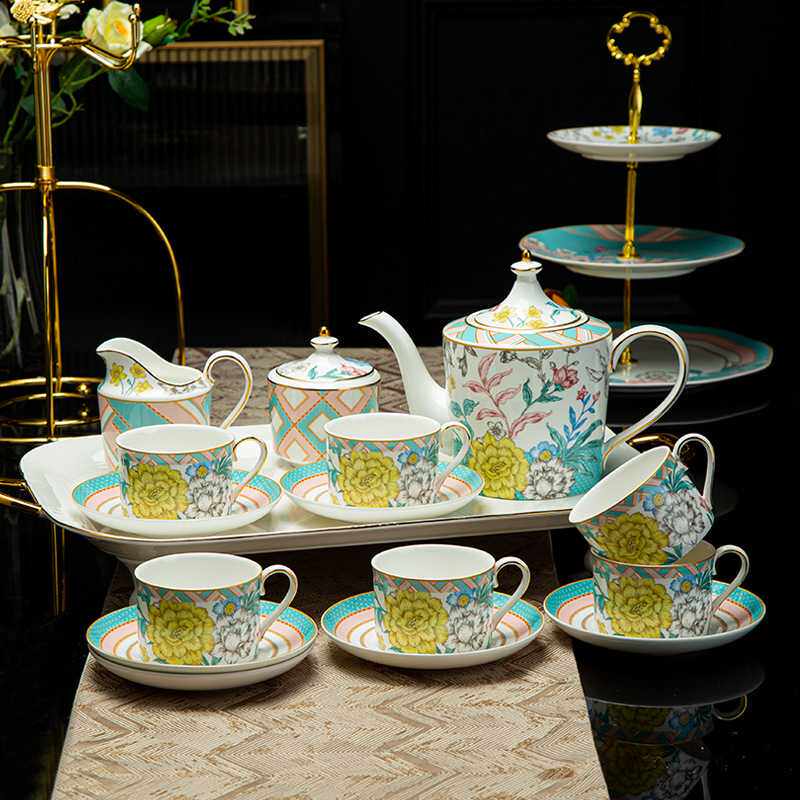 时尚田园风骨瓷冷水壶家用泡茶壶绿茶荞麦茶壶高颜值水果花茶壶