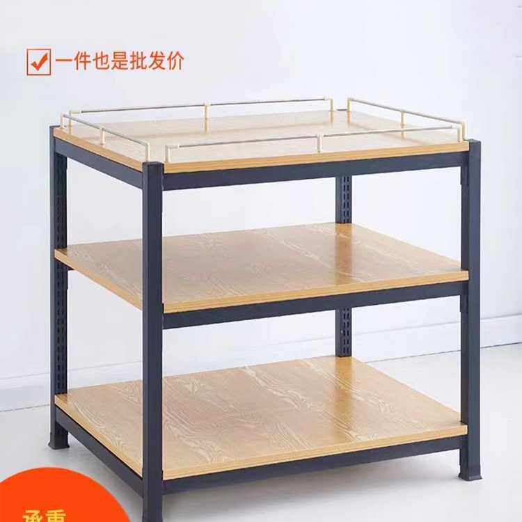 超市牛奶堆头展示架饮料台陈列架钢木货架加厚礼品盒洗化地堆