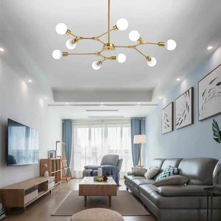 北欧新款极简灯泡分子吊灯设计师创意客厅餐厅卧室原型树枝灯饰