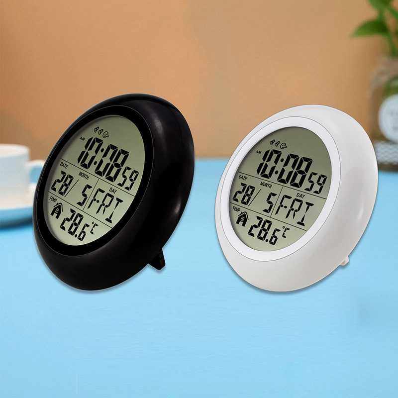 跨境小7寸创意轻奢双闹铃设计LCD数字显示电子万年历钟壁挂多用钟