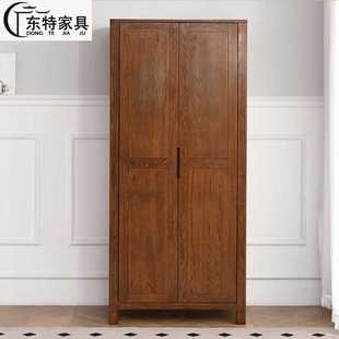 北欧实木两门三门衣柜美式乡村二门推拉门卧室衣橱收纳柜家具包邮