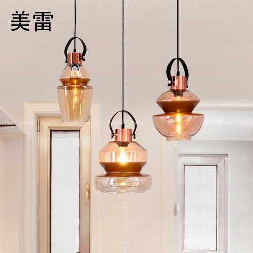 loft工业风咖啡厅玻璃灯具个性吧台吊灯美式复古餐厅玻璃吊灯