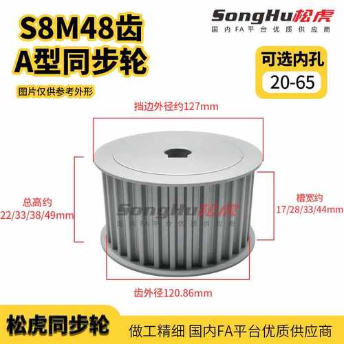 EBL21-S8M250-48-A-P-d20至65孔S8M48齿同步轮槽宽28 S8M同步带轮