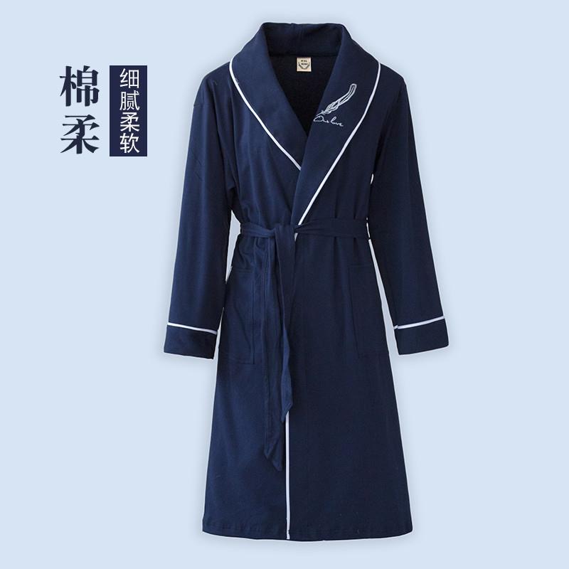 浴袍男士夏睡袍男纯棉睡衣吸水和服浴衣男士浴服长袍裕袍全棉酒店