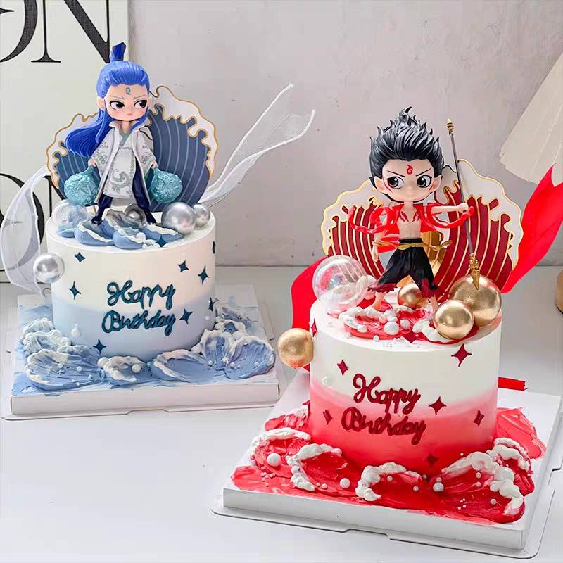 网红哪吒敖丙蛋糕装饰摆件魔童三太子我命由我不由天男孩生日插件