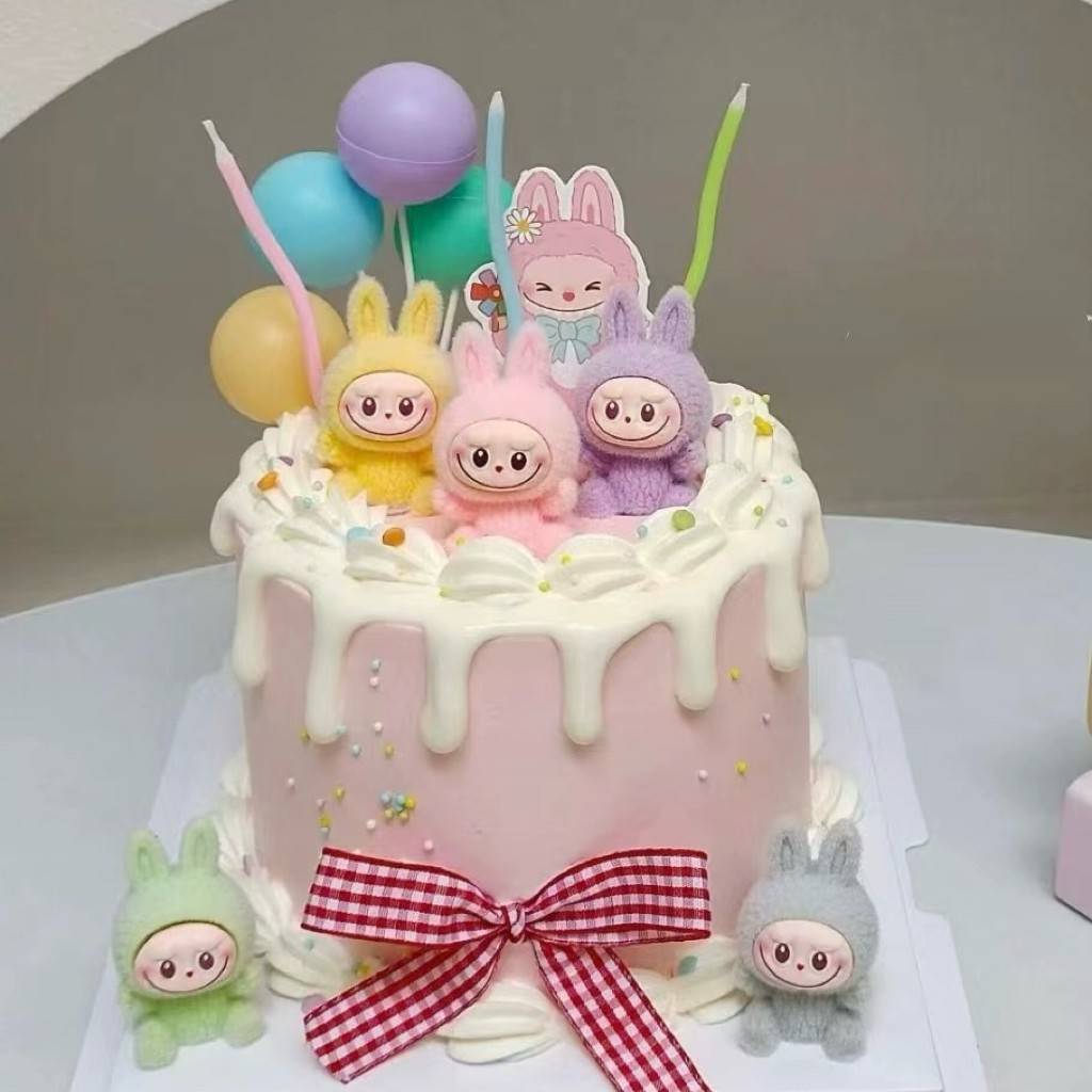 彩虹烘焙馆网红labubu拉布布蛋糕装饰摆件插牌插旗星星人套装