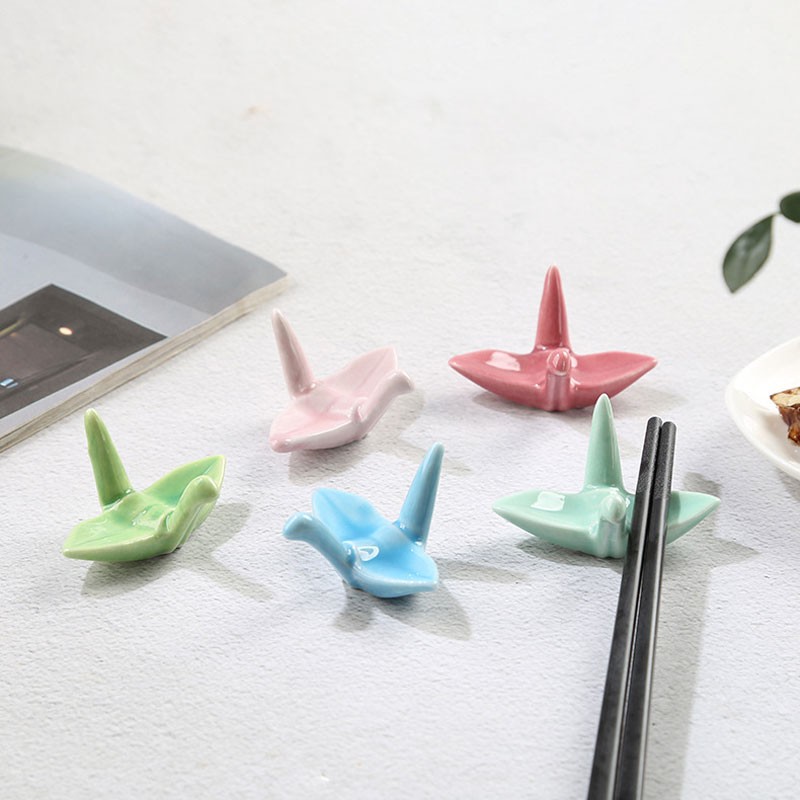 ins风高颜值千纸鹤陶瓷筷子架创意日式zakka摆件餐桌筷托筷置筷枕