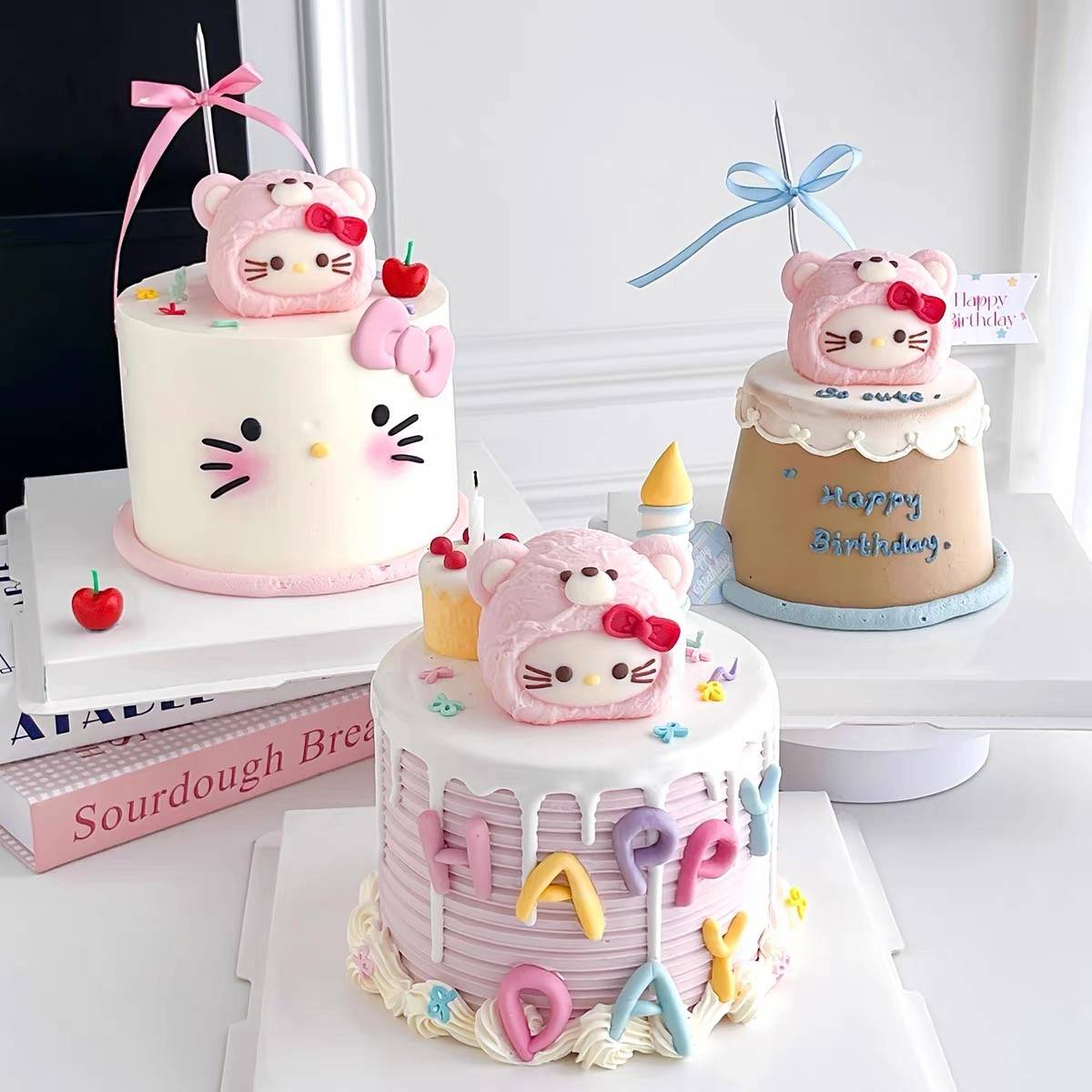 网红ins小熊KT猫蜡烛蛋糕装饰软胶摆件可爱小猫生日蜡烛烘焙插件