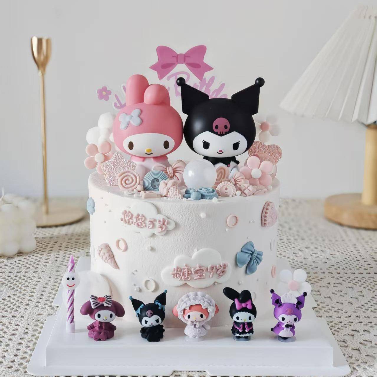 网红酷咪咪小兔子蛋糕装饰摆件卡通儿童女孩生日甜品台装扮插件