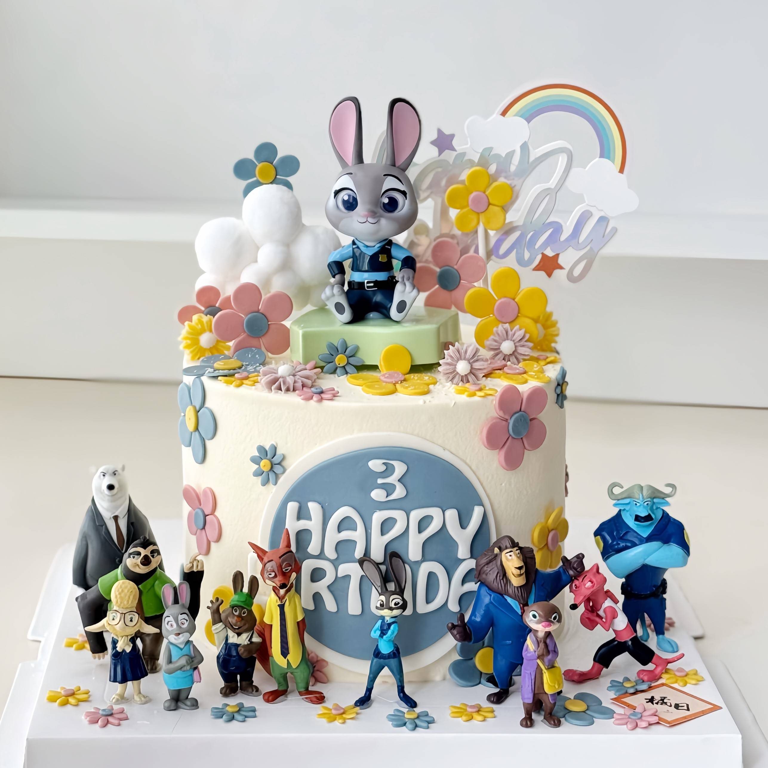 疯狂动物城蛋糕装饰摆件尼克朱迪警官狐兔儿童生日烘焙装扮插件