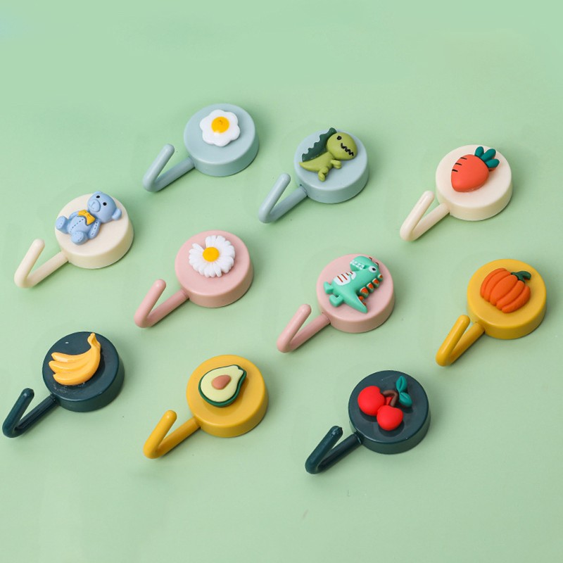 卡通圆形强力黏胶无痕结实耐用不掉黏钩瓷砖玻璃装饰挂钩毛巾挂钩