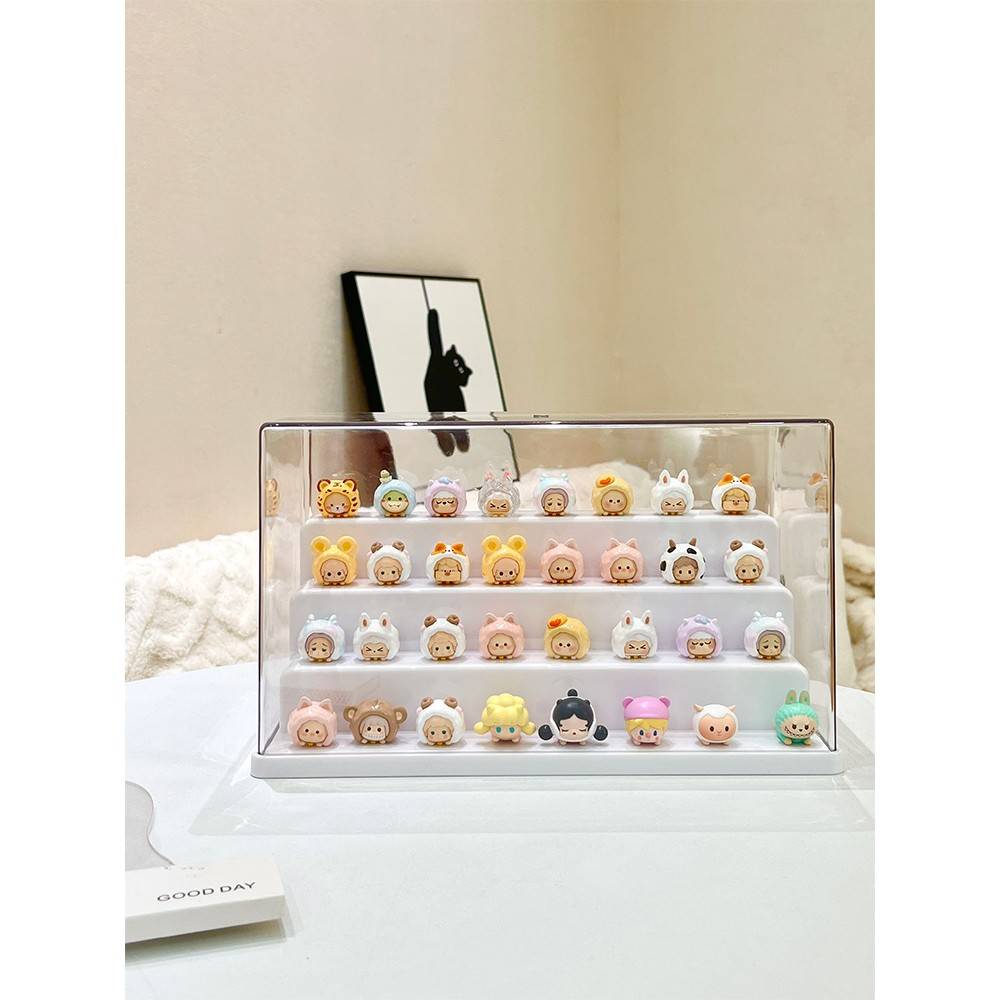 萌粒盲盒展示架收纳适用乐高娃娃摆件手办展示柜防尘亚克力展示盒