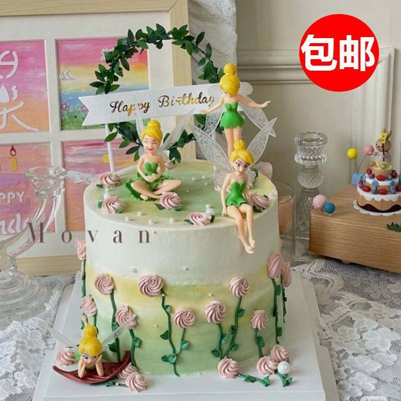 新款塑料花仙子精灵公仔PVC带翅膀小仙女花仙子6件套情景蛋糕摆件