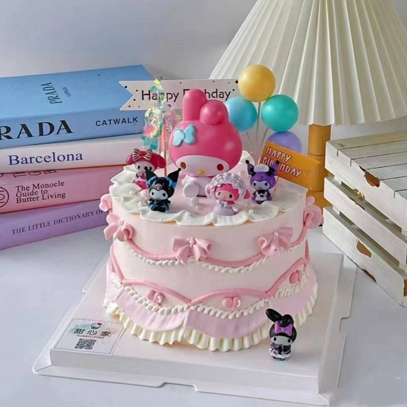 网红三丽鸥库洛米蛋糕装饰摆件女孩儿童宝宝生日派对甜品台插件