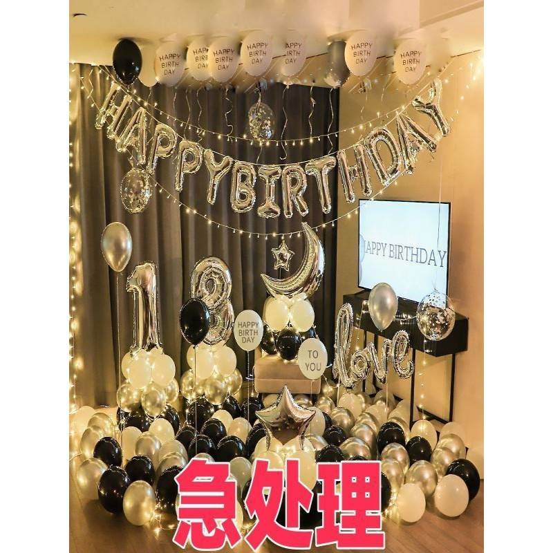 生日布置场景装饰派对男女孩用品背景墙气球男女儿童18岁成人礼