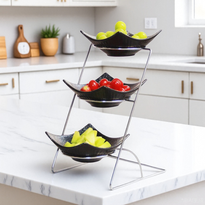 台早餐糕点点心托盘晶鑫器皿自助餐餐具酒店展示架水果盘食物