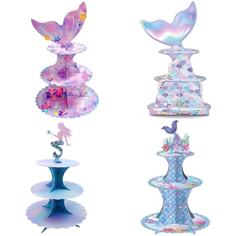 生日派对蛋糕架子美人鱼甜品台装饰摆件海洋主题party furnishing