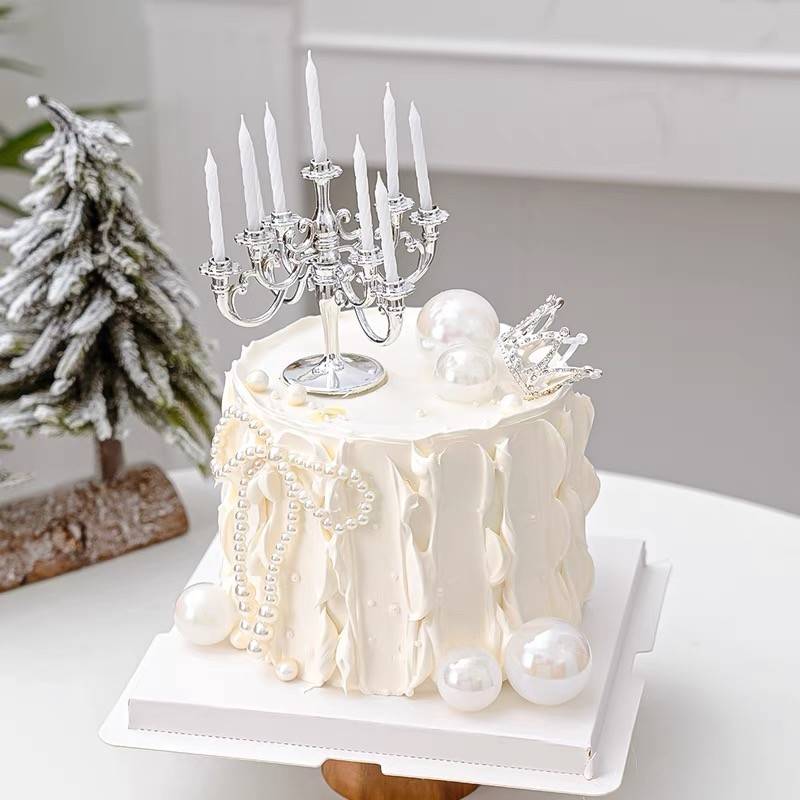 网红覆古欧洲银烛台蛋糕装饰饰品女神仙女生日礼服烘烤插件配件