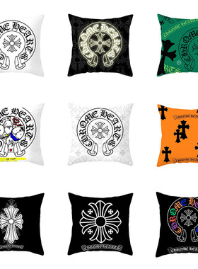 沙发客厅靠垫Hearts枕套抱时牌枕标志Chrome黑色欧美