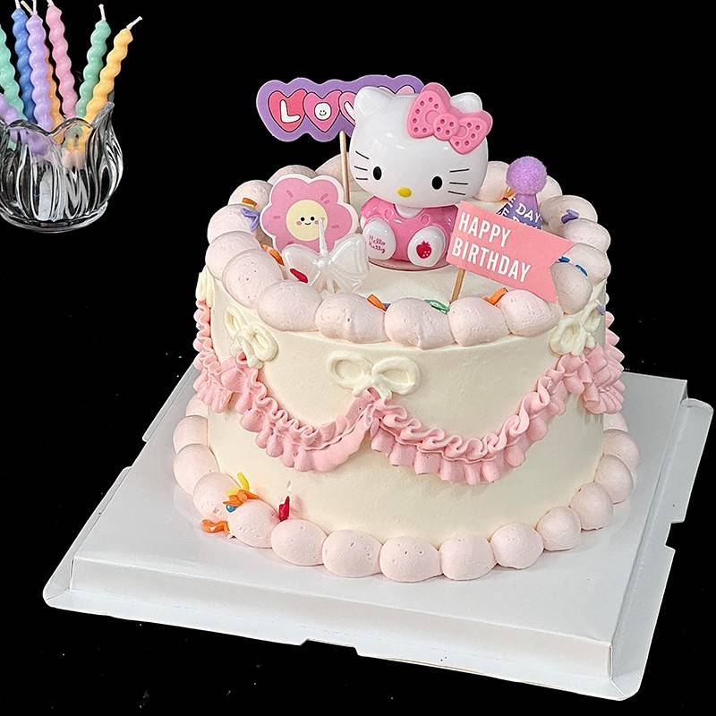 卡通猫咪蛋糕装饰摆件可爱小猫女孩公主宝宝生日烘焙装扮插件配件
