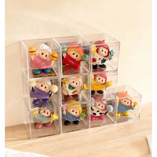 YoYo右右酱萌趣歪头系列收纳盒迷你手办桌面摆件透明防尘展示盒子