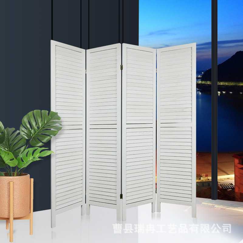 日系木质折叠屏风客厅办公室装饰隔断可移动折叠屏风百叶折屏