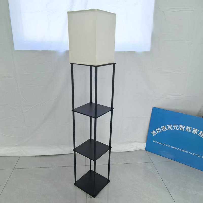 亚马逊布罩落地灯置物架灯书架落地灯拉链开关方型白色布艺落地灯
