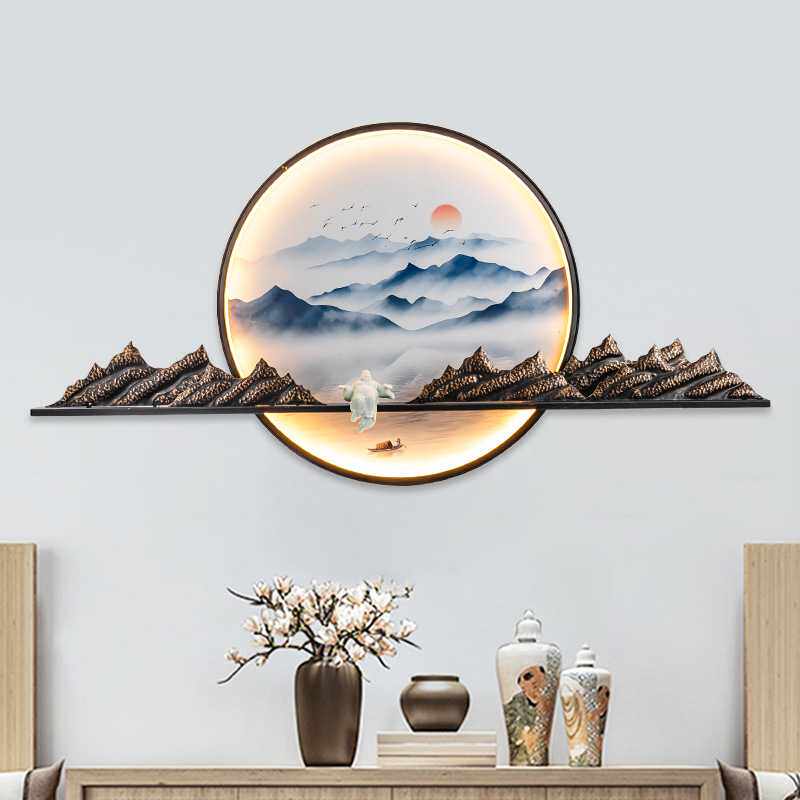 新中式茶室墙壁玄关客厅墙面装饰画沙发背景墙挂禅意画山水壁饰画