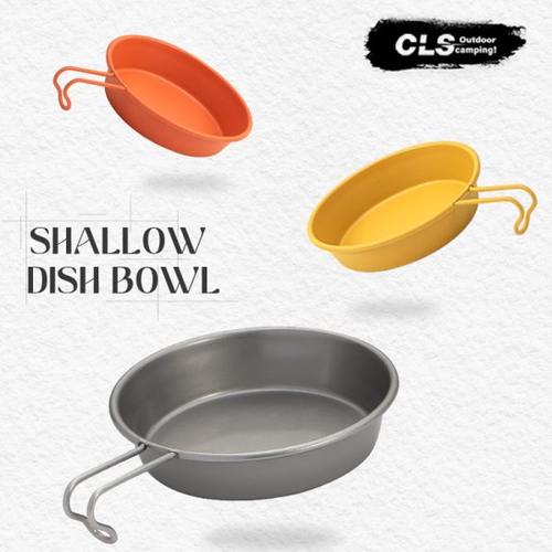CLS户外雪拉碗带把手盘子304不锈钢露营登山便携餐具野餐迷你餐盘