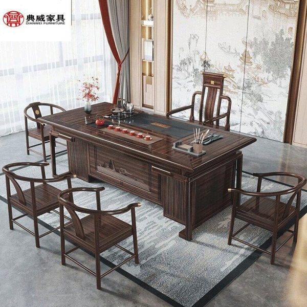 新中式乌金木实木茶桌椅大户型档公组合茶几客厅家用茶台家具,商业/办公家具,茶台/茶桌,淘宝优惠券,粉丝福利购,淘宝优惠卷