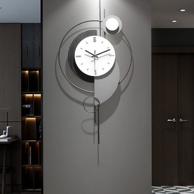 轻奢网红钟表挂钟客厅艺术现代简约大气时尚创意格栅装饰时钟挂墙