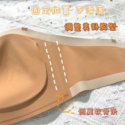 薄款防滑无肩带内衣一片式聚拢夏季抹胸式裹R胸可拆卸露肩文胸