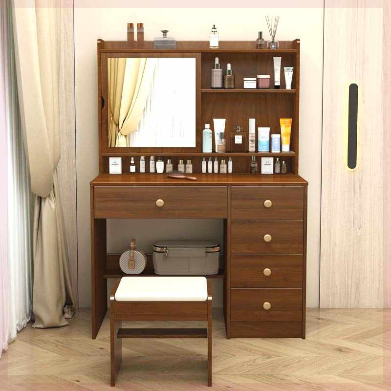 梳妆台卧室现代简约小户型化妆台收纳柜一体多功能化妆桌隐藏镜子