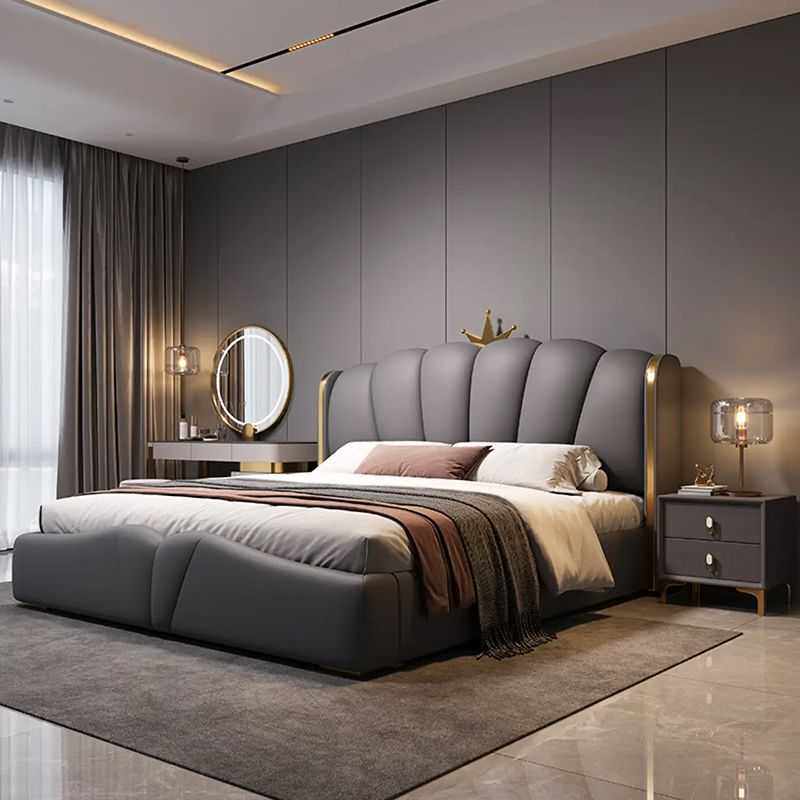意式轻奢储物床真皮现代高档大气主卧双人结婚大床奢华家用皮艺床