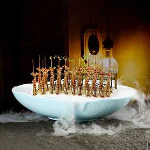 创意特色火锅店雪花肥牛干冰盘鲜货火锅鹅肠盘酒店高档刺身料理盘