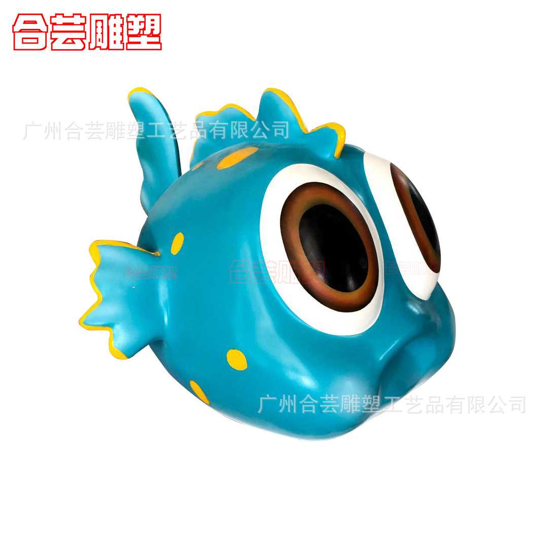 玻璃钢彩绘卡通鱼雕塑海洋馆公园仿真广场海豚鲸鱼小丑鱼景观摆件