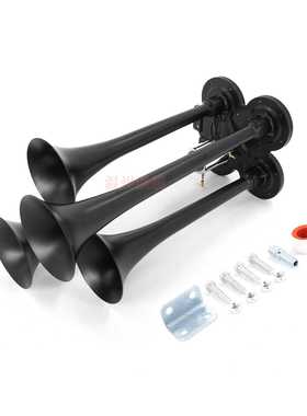 12V/24V铝合金黑色四管气喇叭 35/29CM长管四管 跨境热销 生产厂