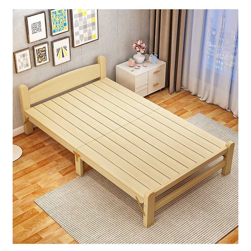 折叠床实木90cm单人床办公室午休床家用1.2米硬板木质床租房小床