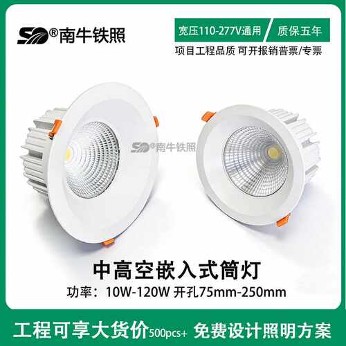 观众席高显指筒灯10寸 led筒灯100w 70w天花灯55w 60w嵌入式孔灯