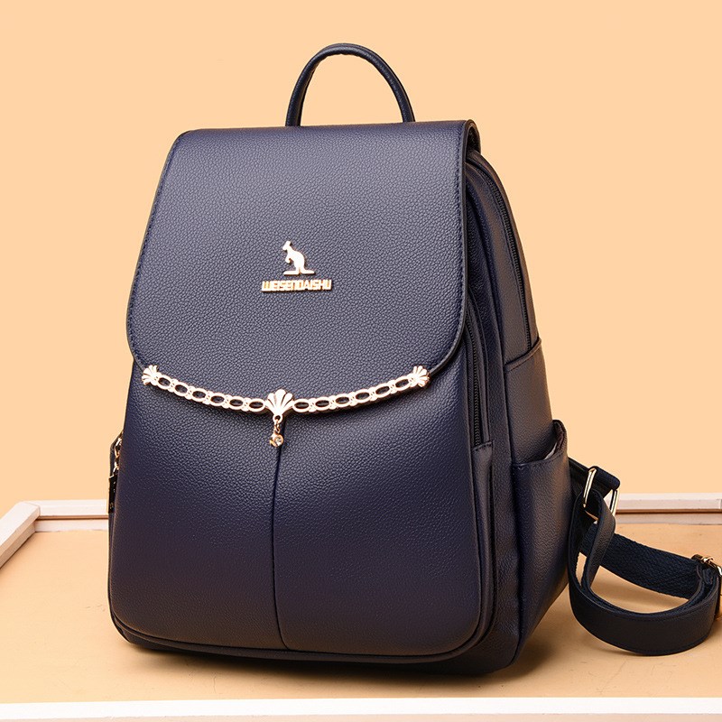 软皮双肩包女2024新u款时尚背包中年妈妈旅行包软皮大容量