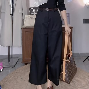 高级感显瘦阔腿裤 欧货黑色百搭宽松大码 新款 九分裤 x女2025夏季