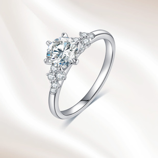 18K金培育钻石柏林情书真钻戒一克拉结婚求婚铂金戒指礼物送女友