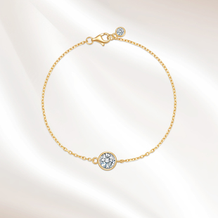 正品18K金培育钻石一克拉圆钻泡泡手链女经典单钻叠戴款真钻手饰