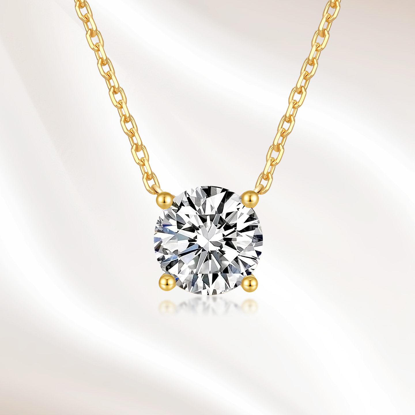 18K金培育钻石明星同款轻奢简约四爪单钻项链鼻屎钻锁骨链套链女