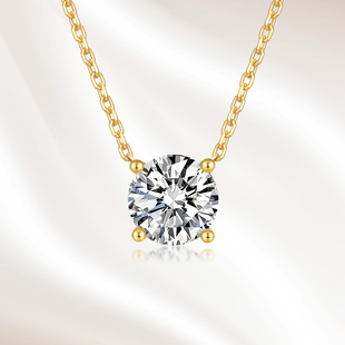 18K金培育钻石明星同款轻奢简约四爪单钻项链鼻屎钻锁骨链套链女