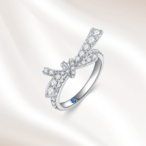 轻奢蝴蝶爱意结项链真钻领结钻戒