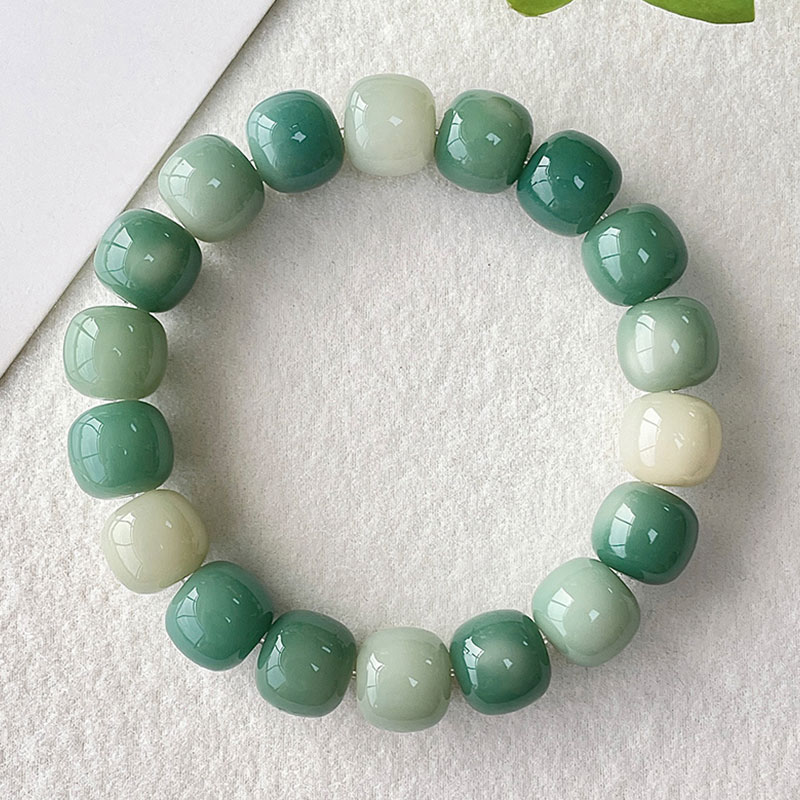 海盐蓝白玉菩提手串女绕指柔菩提根菩提子文玩佛珠U念珠盘玩手链