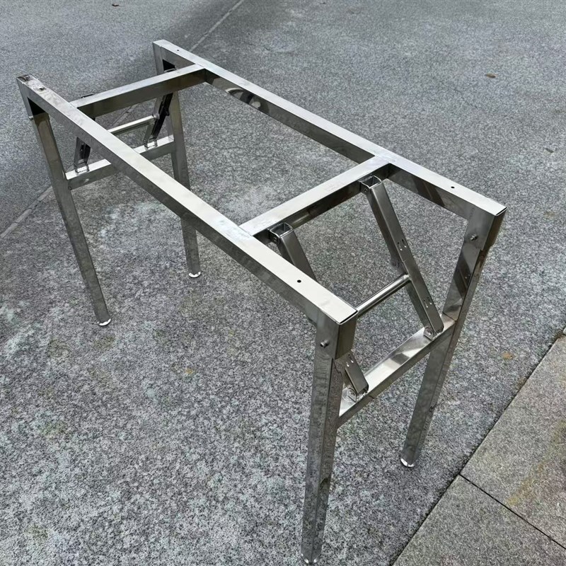 不锈钢折叠架子桌腿圆桌方桌z单层可折叠支架简易培训折叠餐桌脚